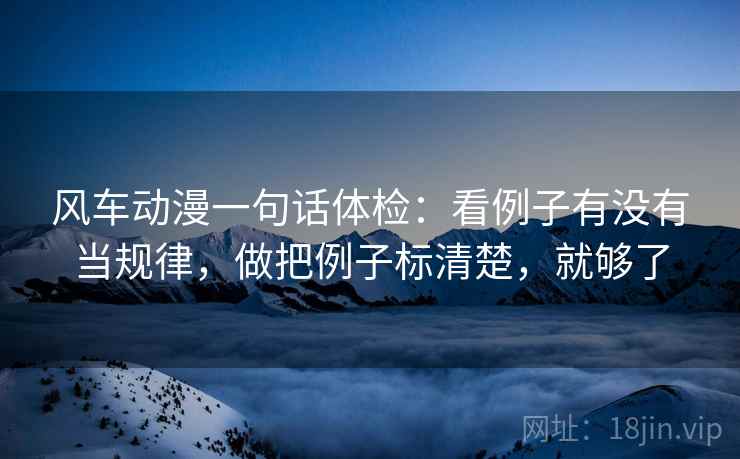 风车动漫一句话体检：看例子有没有当规律，做把例子标清楚，就够了  第2张